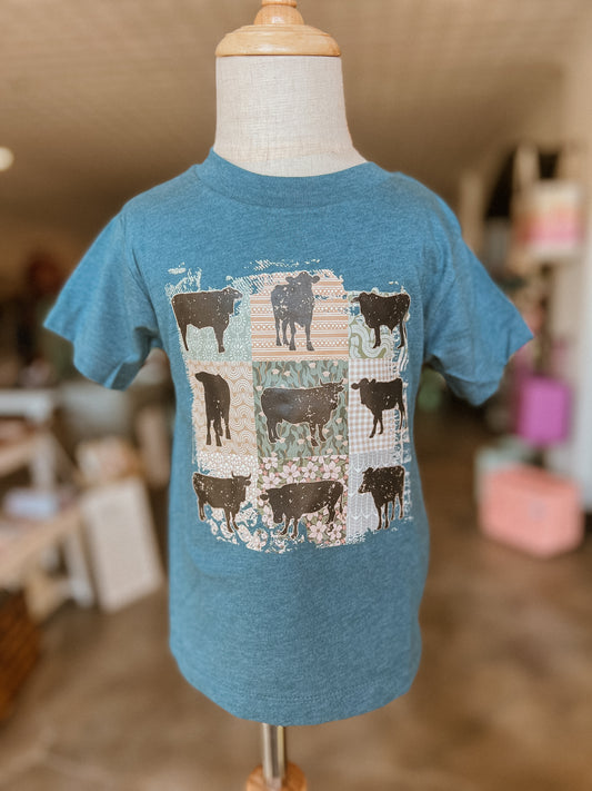 Kids Floral Cow Tee